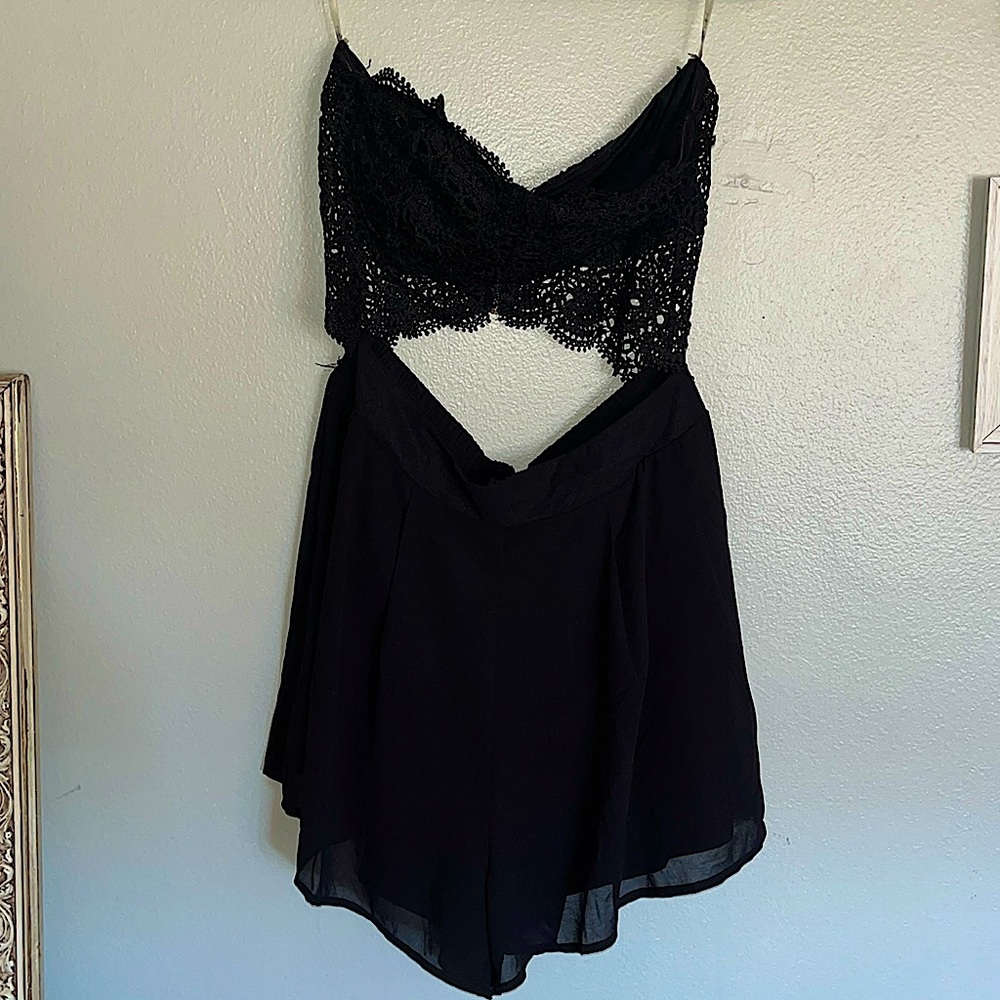 Two piece black skirt and top